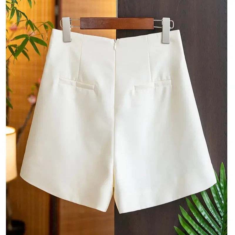 Summer Casual Suit Shorts Wide Legs Silk Satin