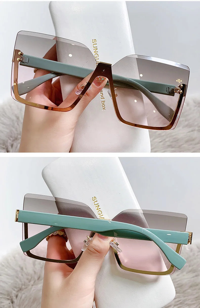 European & American Style Half-frame Metal Sunglasses Fashion Slim Anti-uv Glasses