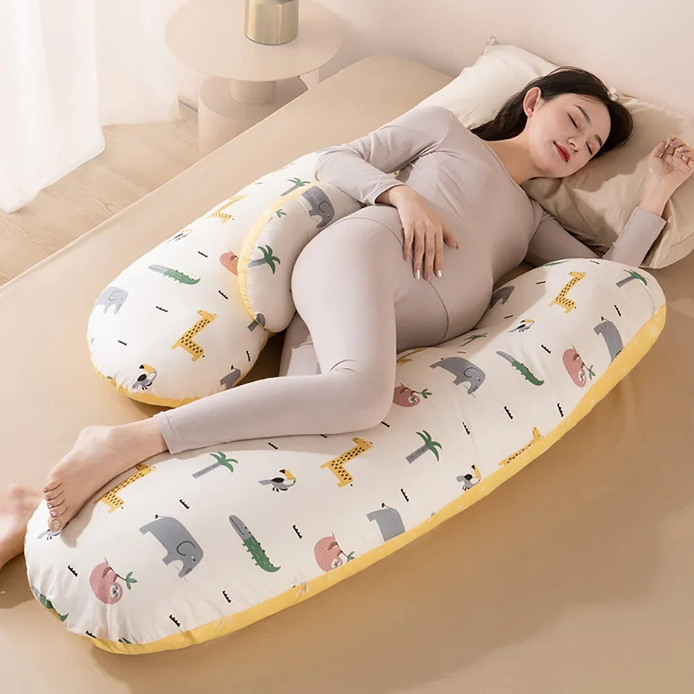 Pregnancy Pillow with Detachable Pillowcase - Maternity Sleeping Body Support Pillow for Lumbar & Full Body Comfort