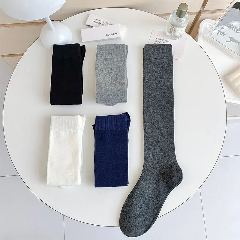 Women Stockings College Style Knitted Cotton Knee Socks