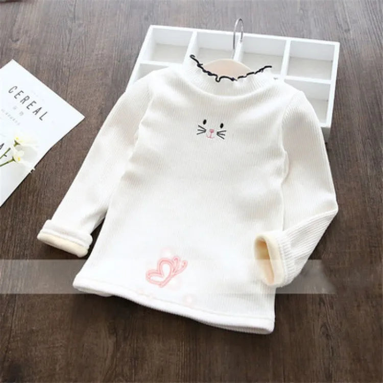 Girls Sweaters Cartoon Warm Velvet