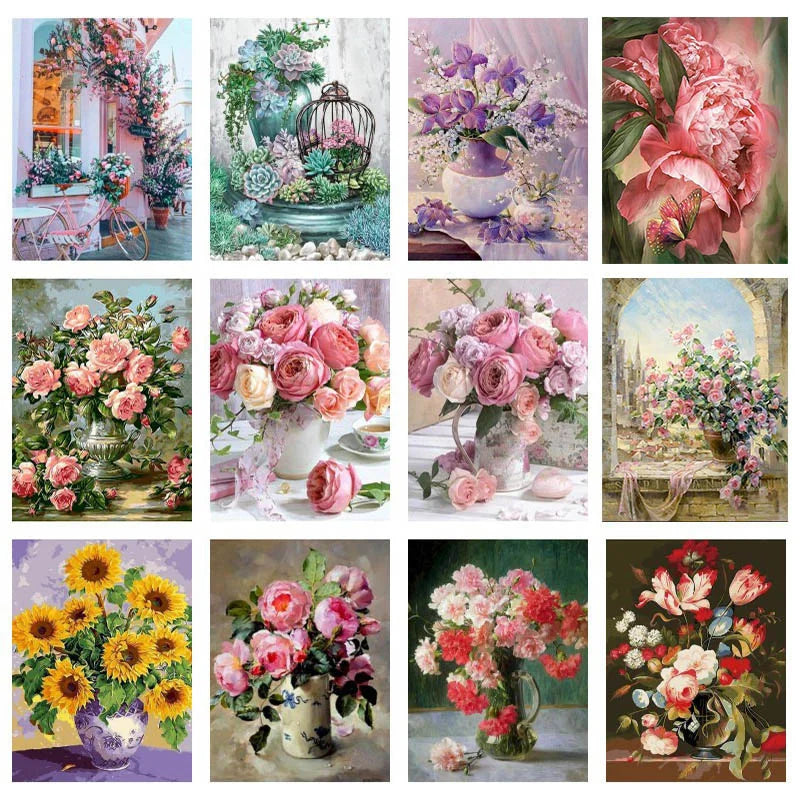 Pink Peony Flower Paintings Poster