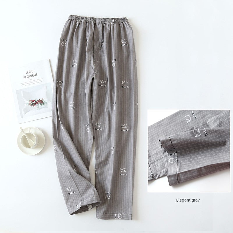 Men Pure Cotton Spring and Summer Pajama Pants