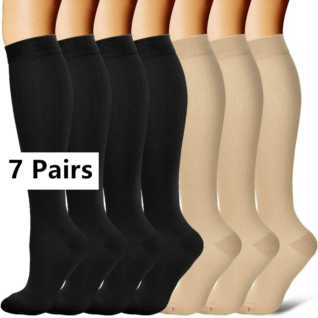 3/67 Pair Compression Stocking Women Men Knee High 30mmHg Edema Diabetes Varicose Veins Running Travel Sport Compression Socks