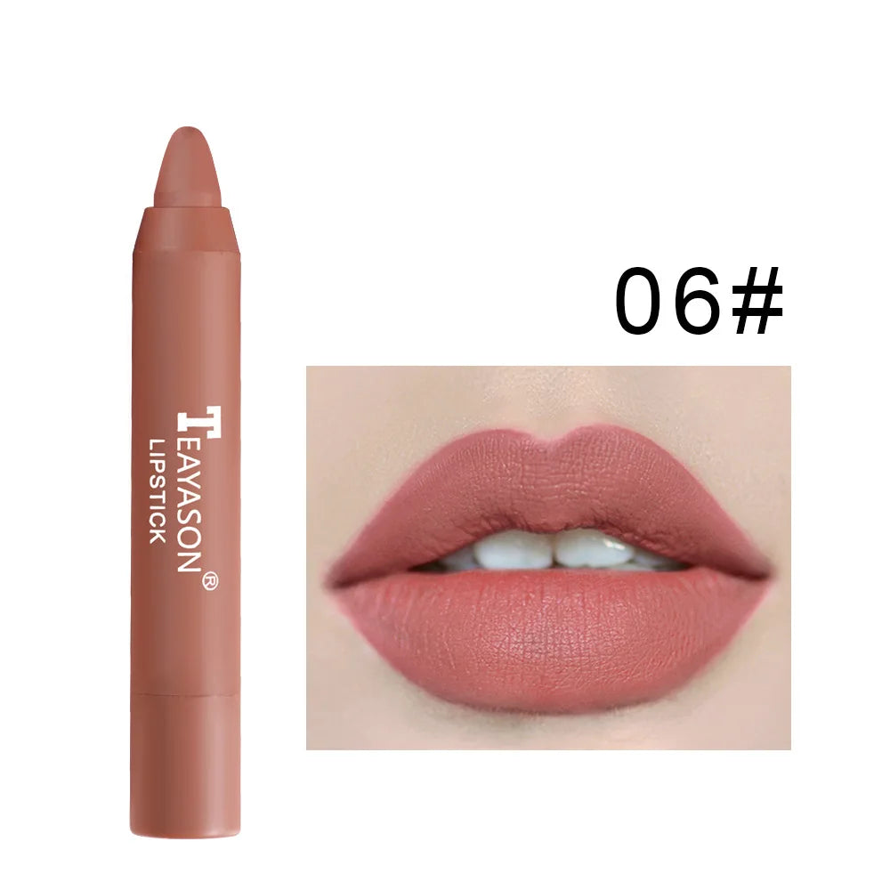 12 Colors Velvet Matte Lipstick Pen Waterproof Lasting Nude Crayon