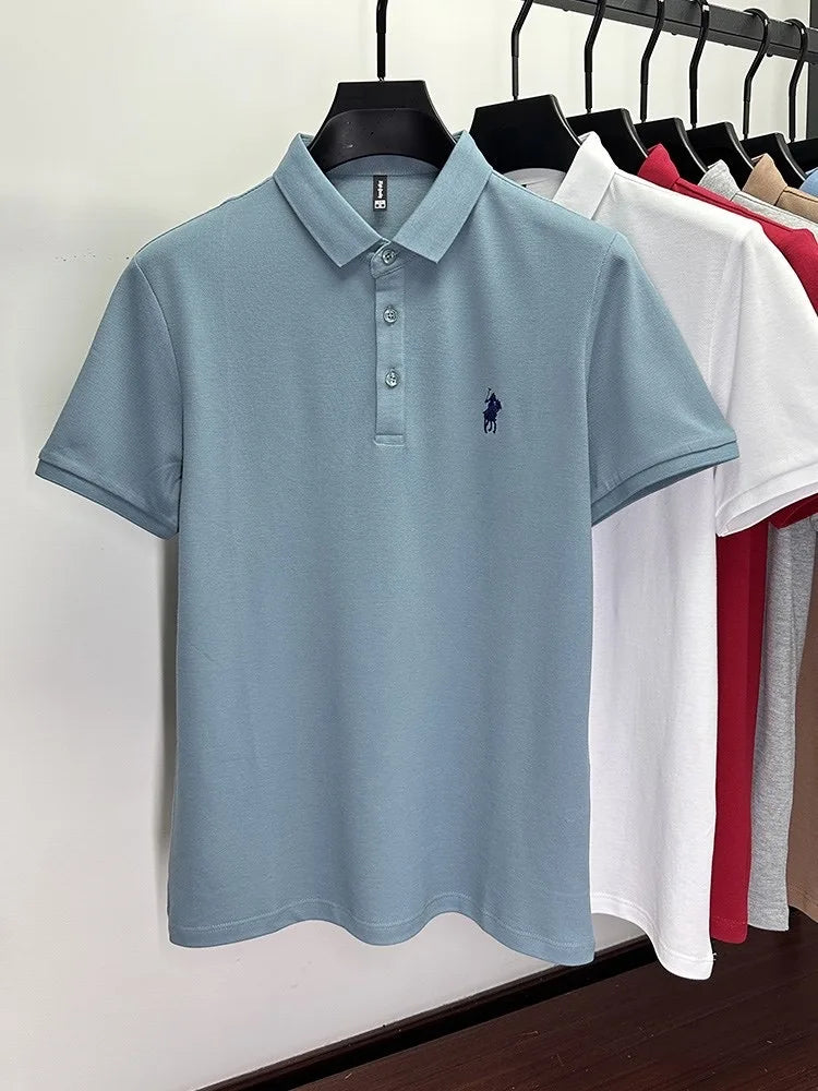 100% Cotton Breathable Short Sleeve Men's T-shirts Men Luxury Embroidery Relaxed POLO Shirt