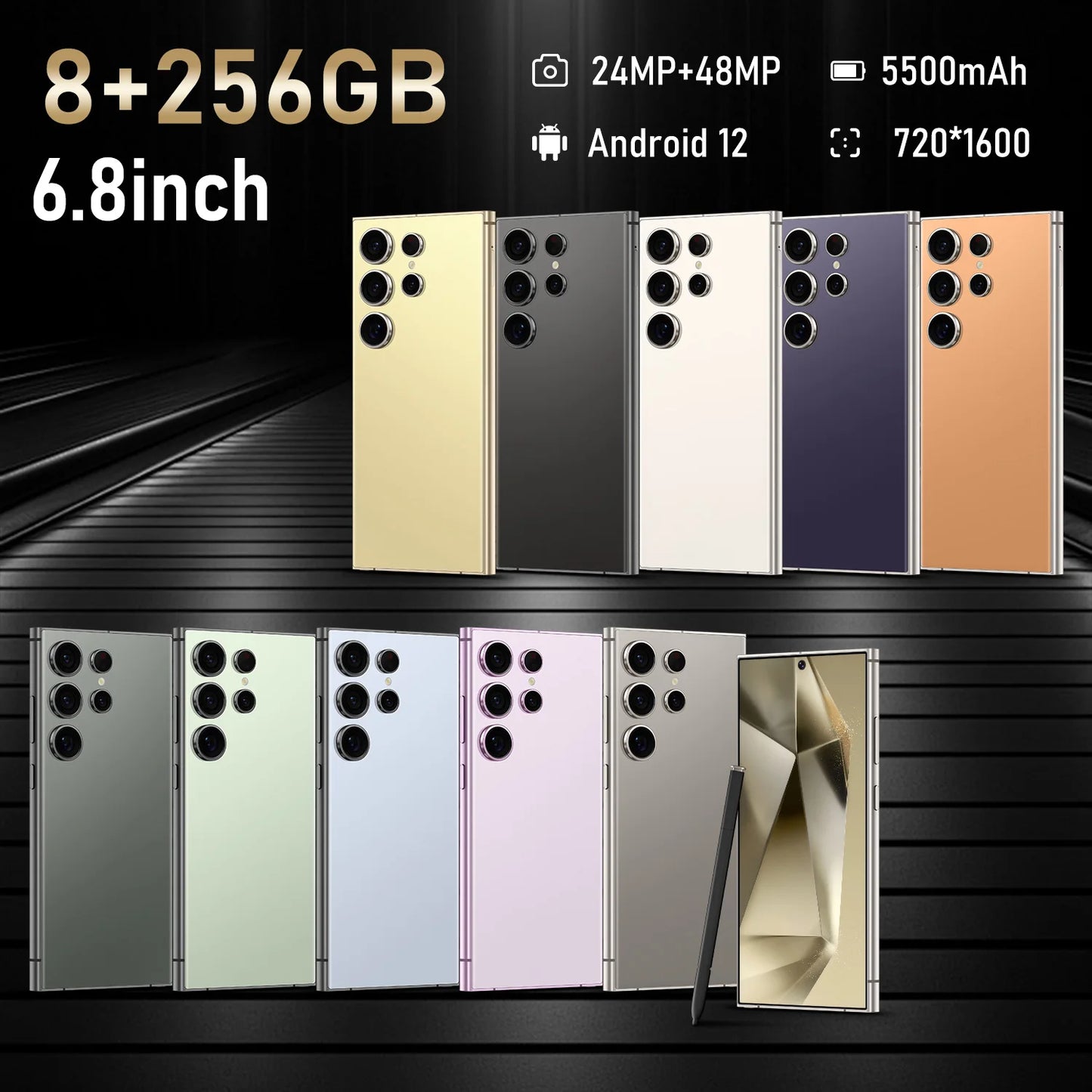 S24 Ultra,Smartphone Android,6.8 inch,8GB RAM,256GB,512GB 1TB ROM,Dual SIM,Mobile phone,Google Play Store,24+48MP,5500mAh
