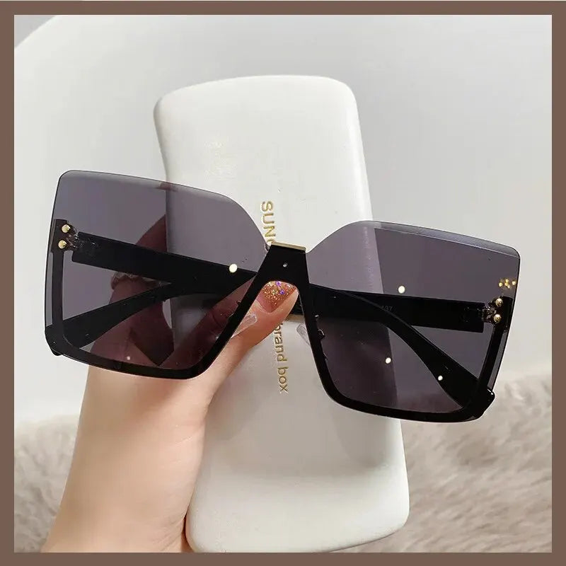 European & American Style Half-frame Metal Sunglasses Fashion Slim Anti-uv Glasses