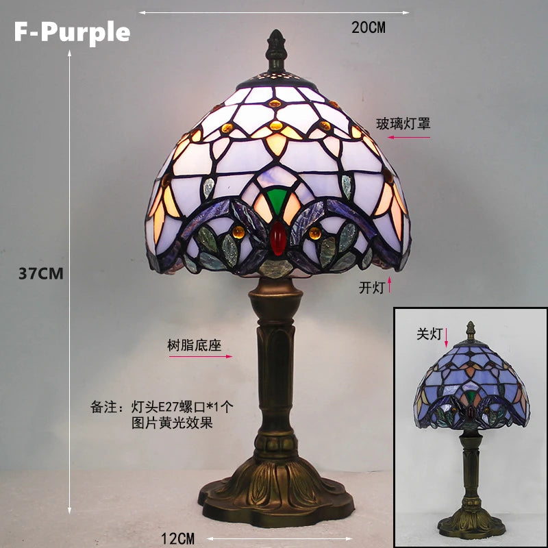Mediterranean Baroque Retro Style Stained Colorful Handmade Glass Table Lamp E27