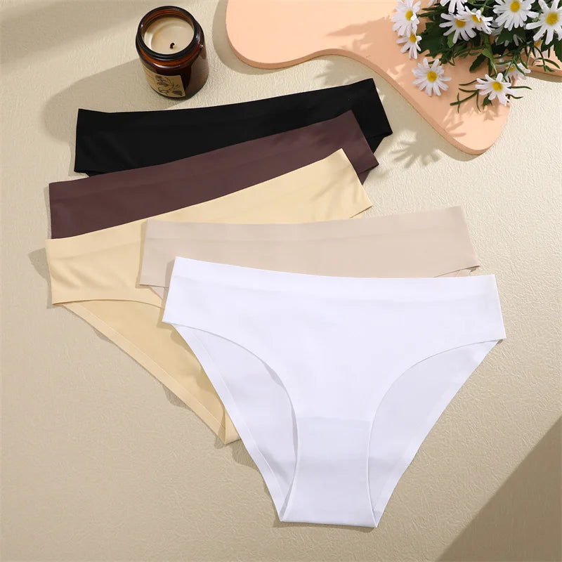 6PCS Women Seamless Panties Ice Silk Ultra Thin soft Low Rise
