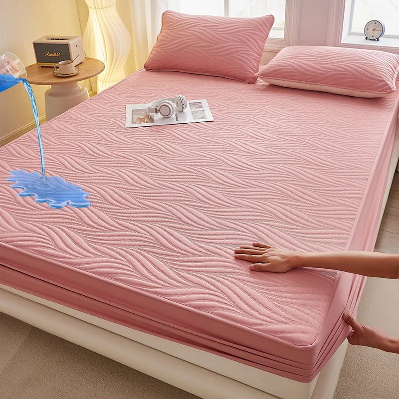 Waterproof Thicken Mattress Cover Quilted Cotton Mat Bed Covers Pad Skin-friendly Fitted Sheet Mattress Protector 100/140/160