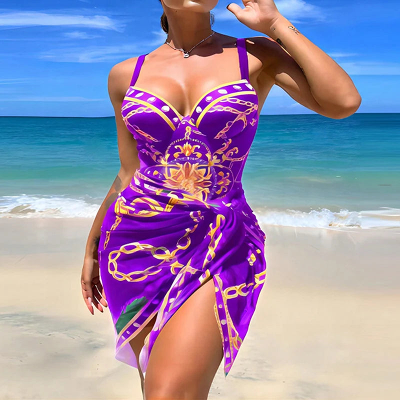 Women 2 Piece Bikini Set Push Up Floral Printed Bikinis Strappy Bandage Brazilian Swimwear Bathing Suit