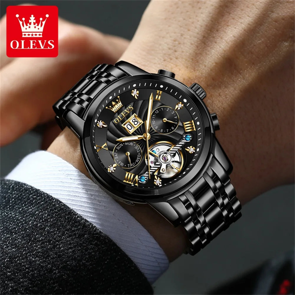 OLEVS Classic Men's Watch Tourbillon Multi-function Full Automatic Men Watch