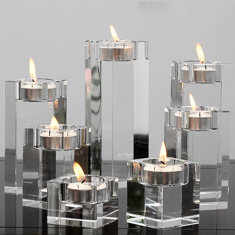 Romantic Clear Crystal Candle Holder Wedding & Home Decorations