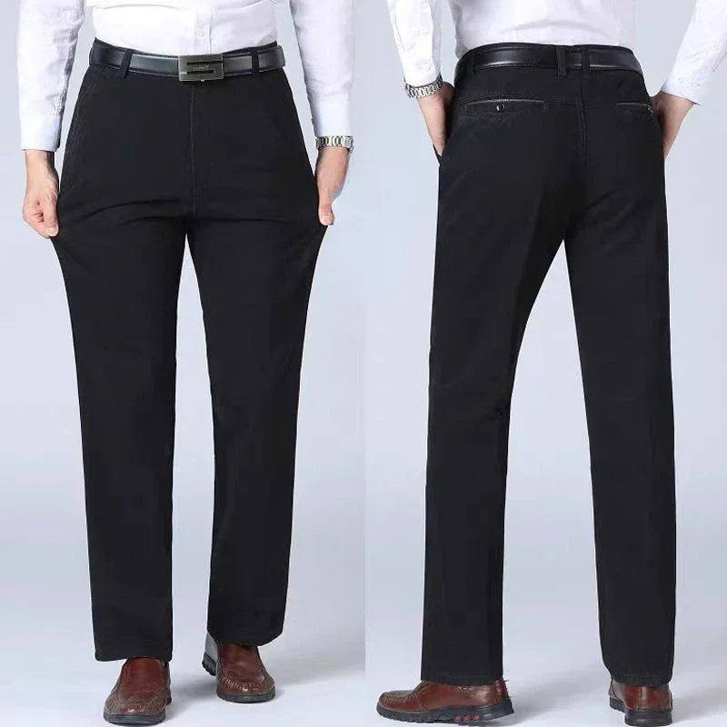 Summer Thin Cotton Men's Pants High Waist Straight Loose
