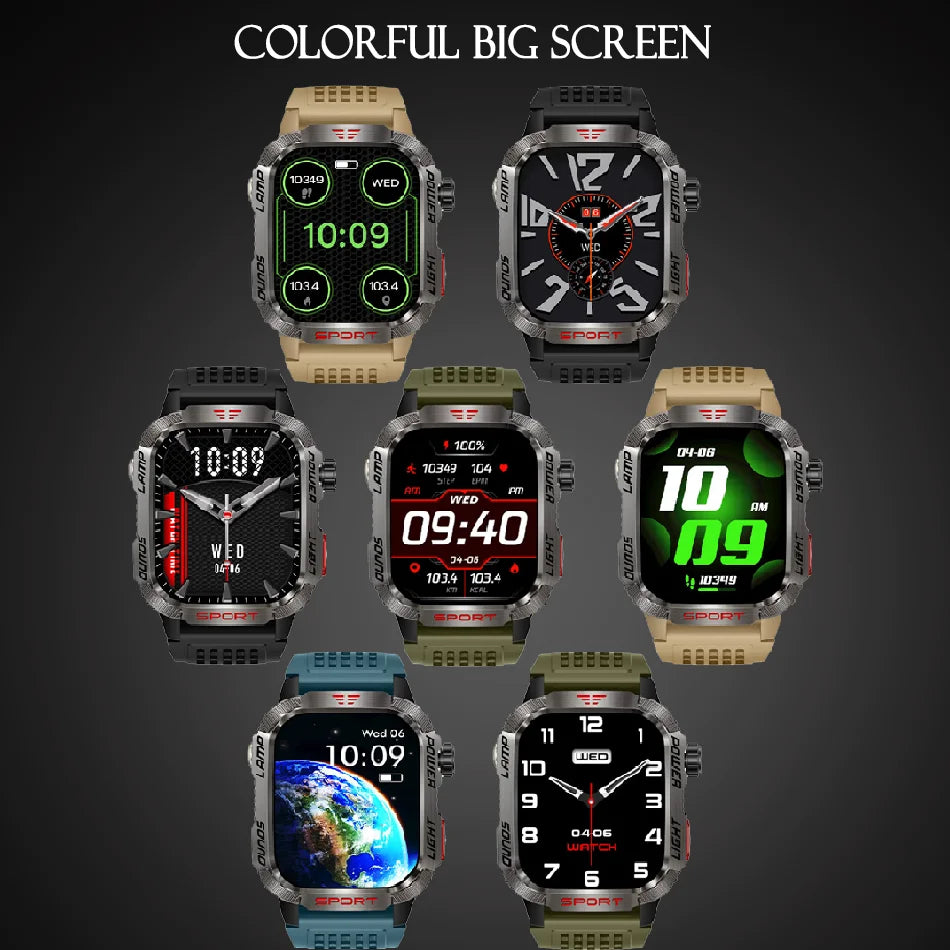 Military GPS Smart Watch Men Flashlight Compass Waterproof Outdoor Sport Tracker Bluetooth Call Smartwatch