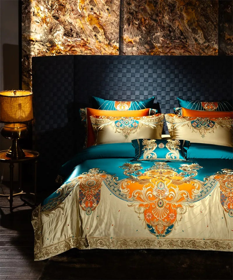 Royal Luxury Bedding Embroidery Duvet Comforter Cover Set 4/6/10Pcs