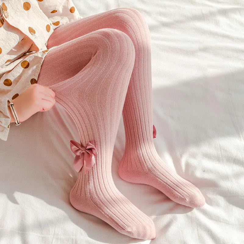 Girls Cotton Bowknot Tights Cute Princess Pantyhose