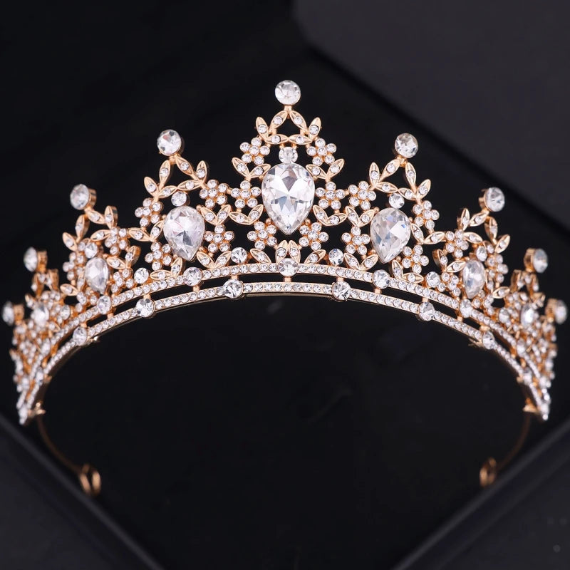 Gold Color Luxury Crystal Wedding Tiaras Crowns Party Rhinestone Prom Bridal Diadem Crown Tiara Hair Jewelry