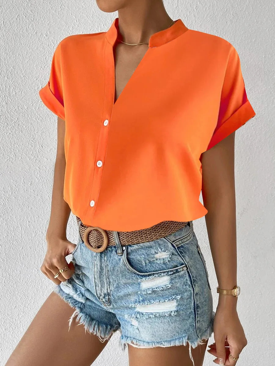 Elegant Summer V-neck Women's Shirt