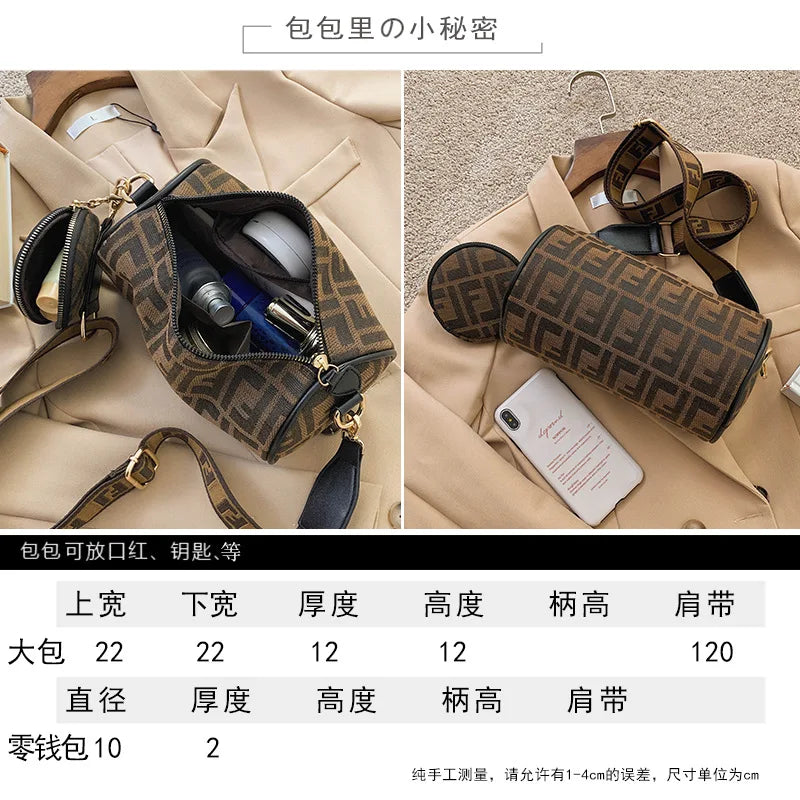 Luxury Cylindrical Women's Shoulder Crossbody bag