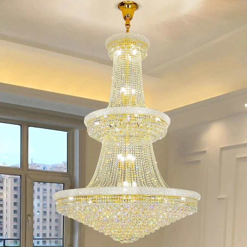Luxury Staircase Living Room European-Style Large Chrome Chandelier