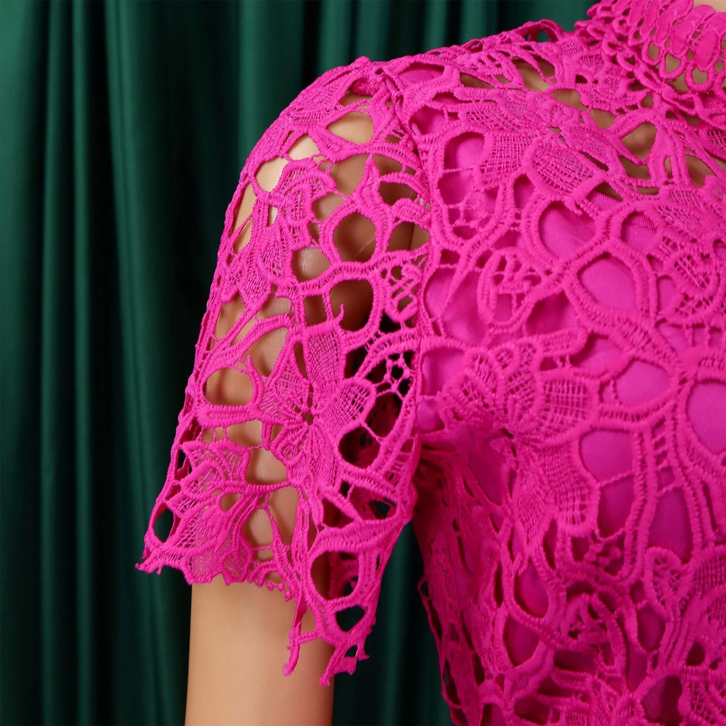 Elegant Jumpsuits & Rompers for Women O Neck Short Sleeve Sashes Lace