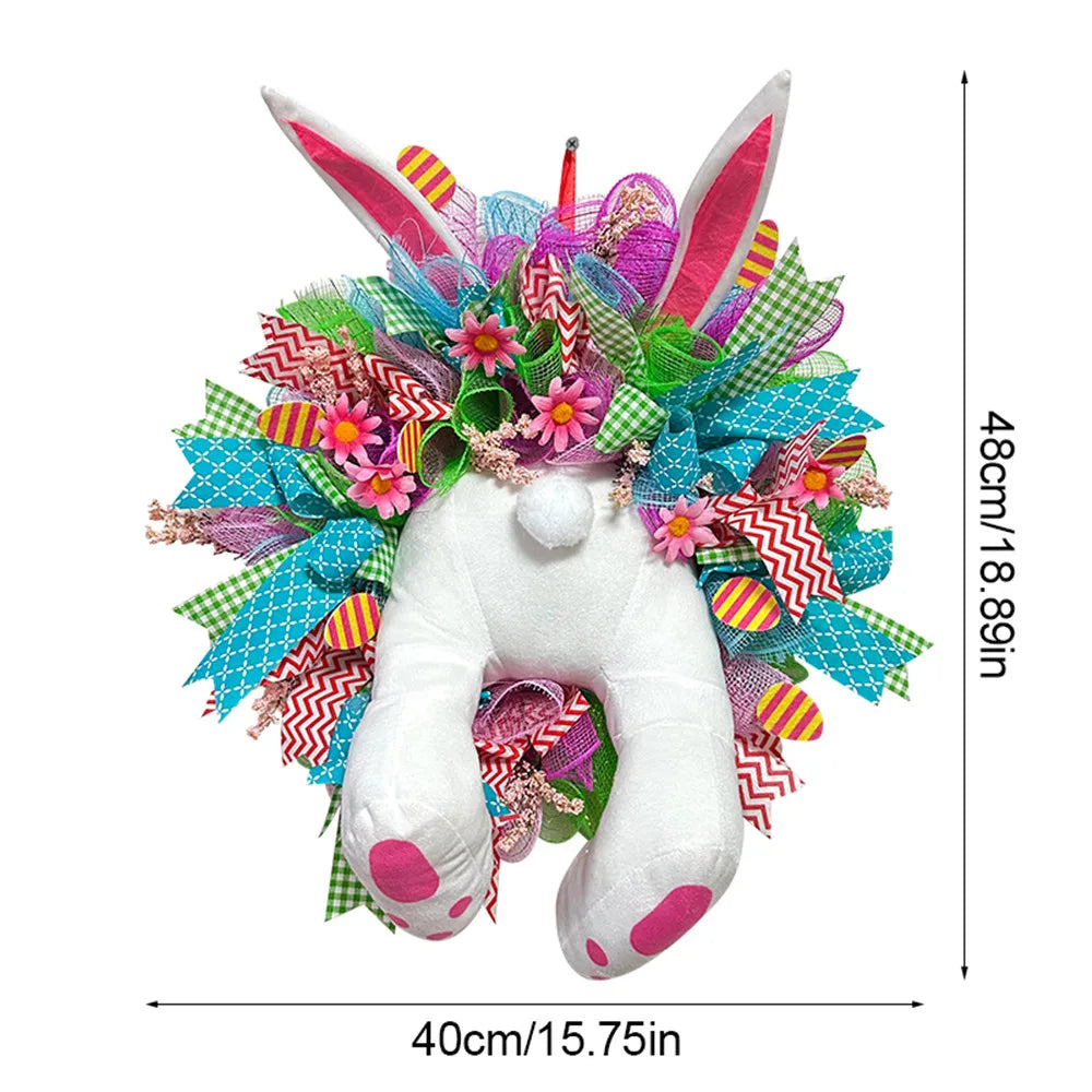 Bow Ribbon Easter Eggs Wreath Front Door Decor