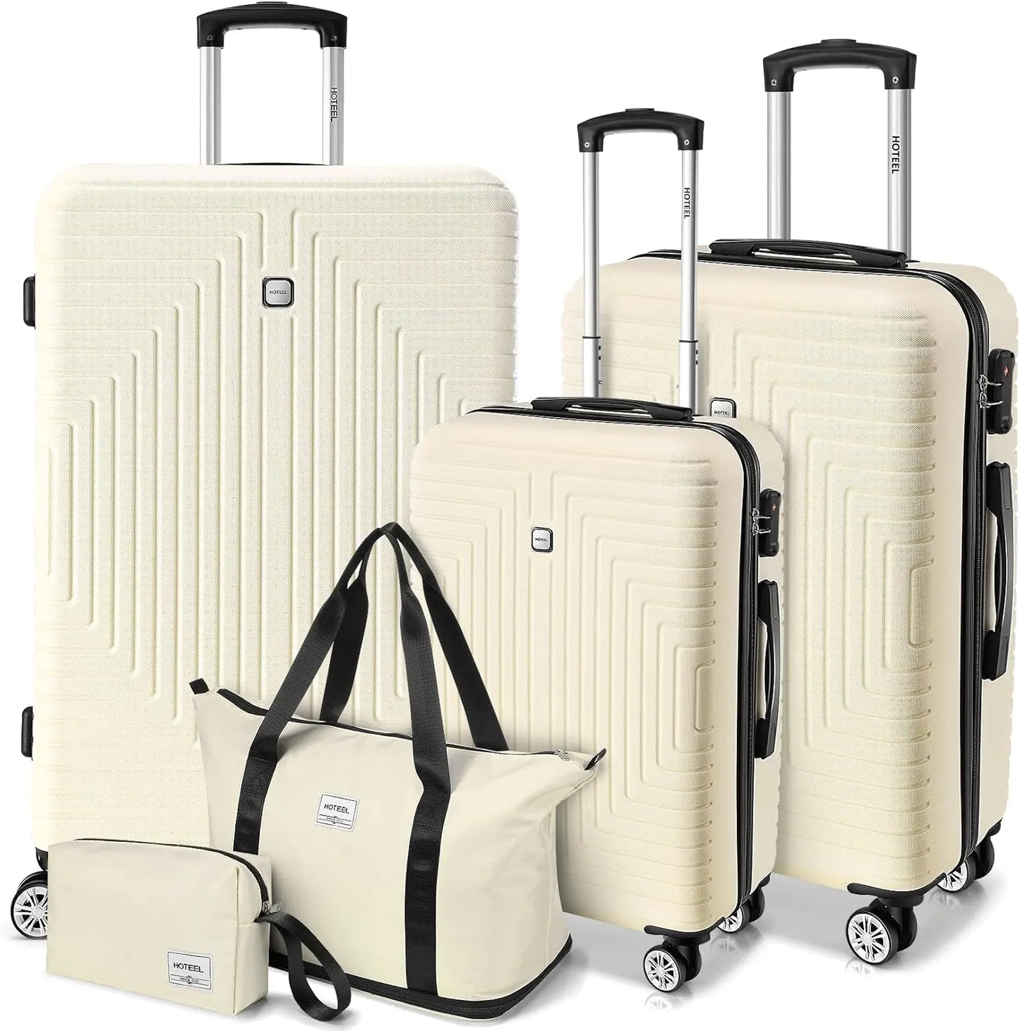Premium 5-Piece Travel Set, Expandable Hardshell Luggage with Spinner Wheels, Complete Family Suitcase Collection