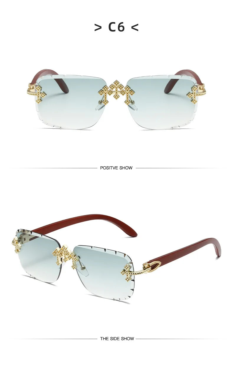 Luxury Steampunk Rimless Square Men Sunglasses UV400
