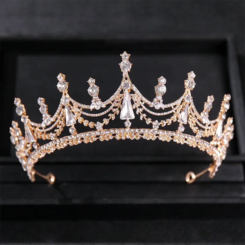 Gold Color Luxury Crystal Wedding Tiaras Crowns Party Rhinestone Prom Bridal Diadem Crown Tiara Hair Jewelry
