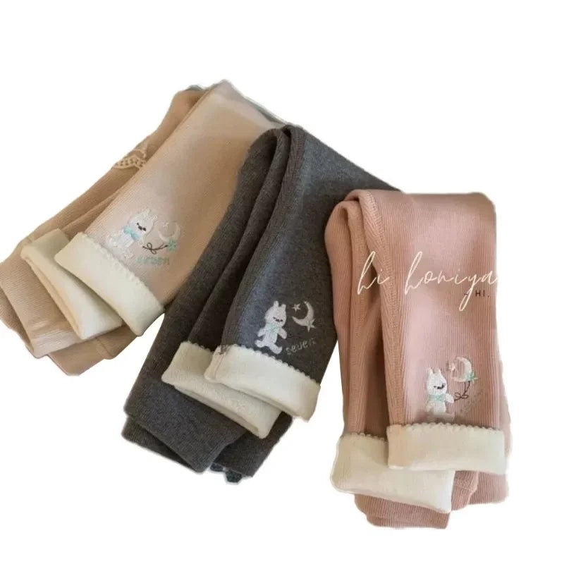 Girls Fleece Leggings Autumn Winter Velvet Warm Pants