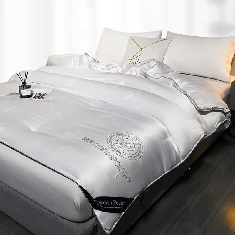 100% Mulberry silk with warm thickened quilt core 5kg winter comforter cotton cover spring autumn home quilt luxury blanket
