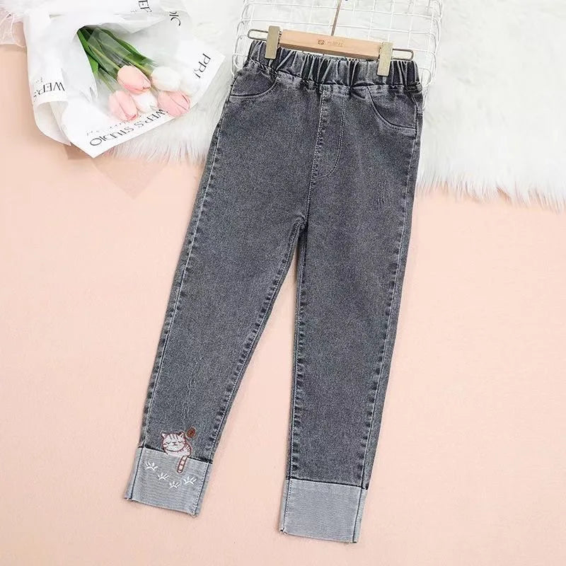 Casual Embroidery Design Kids Teen Jeans