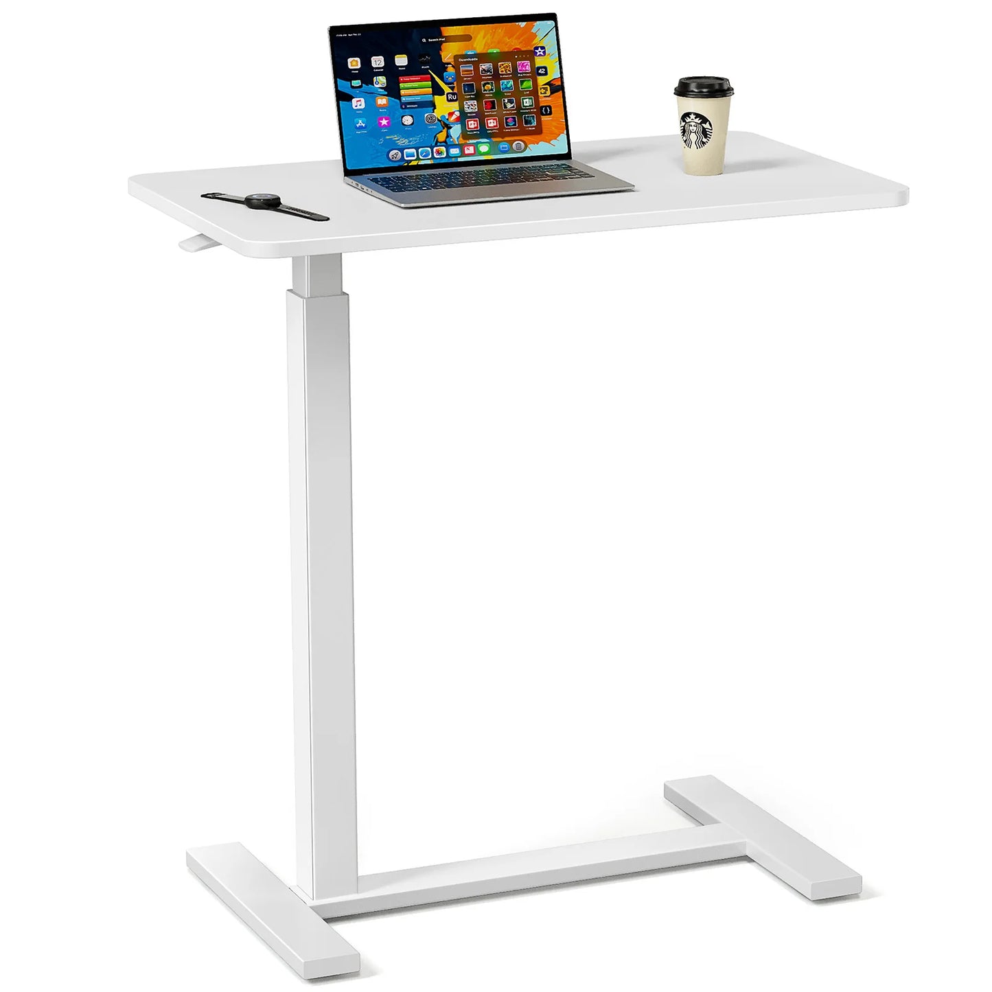 Mobile Standing Desk Table with Hidden Wheels Adjustable Height