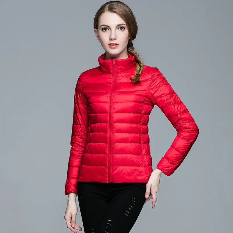 Winter Women's Light Coat Down Hooded Jacket Size S-XXL