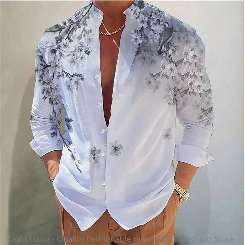 Men's Casual Soft Fabric Shirt Long-sleeved 3D printing XS-6XL