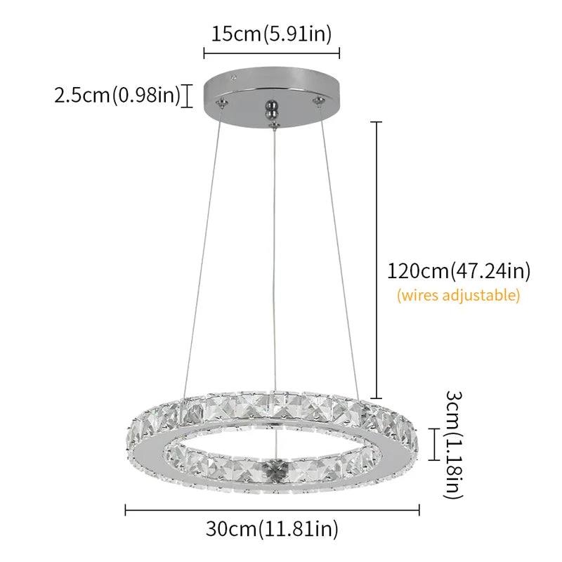 Modern Stainless Steel Ring Led Chandeliers For Dining Room Home Decor