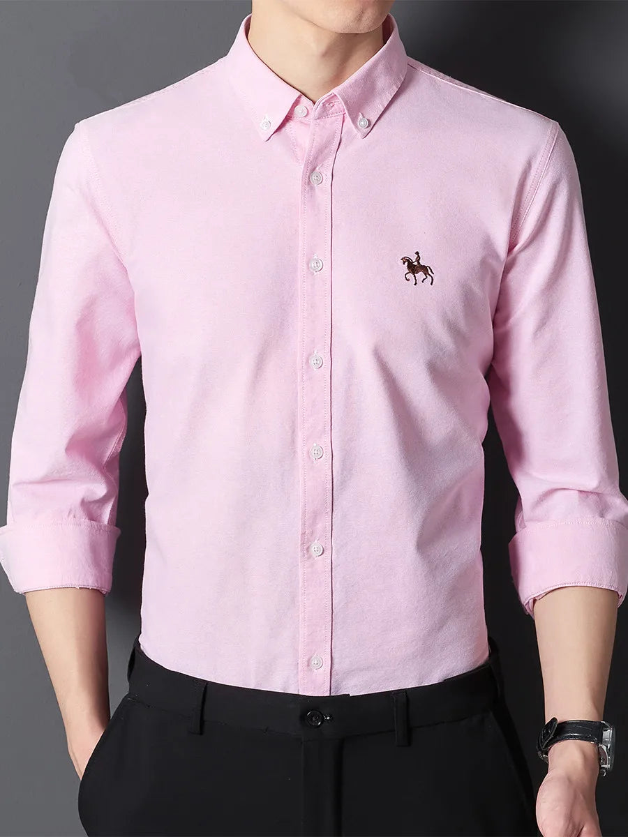 Men's Oxford Casual Formal Dress Shirts 100% Cotton Spring Long Sleeve