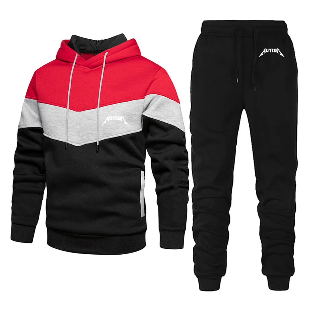 Spring Autumn Men's High Quality Long Sleeve Hooded + Leisure Pants