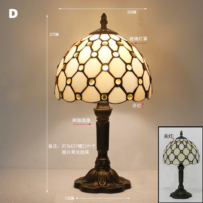 Mediterranean Baroque Retro Style Stained Colorful Handmade Glass Table Lamp E27