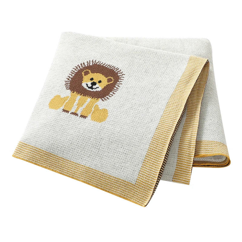 Infant Baby Blankets Cotton Knitted Newborn Girls Boy Bedding Quilt Cute Lions 100*80CM Stroller Swaddling Super Soft Sleep