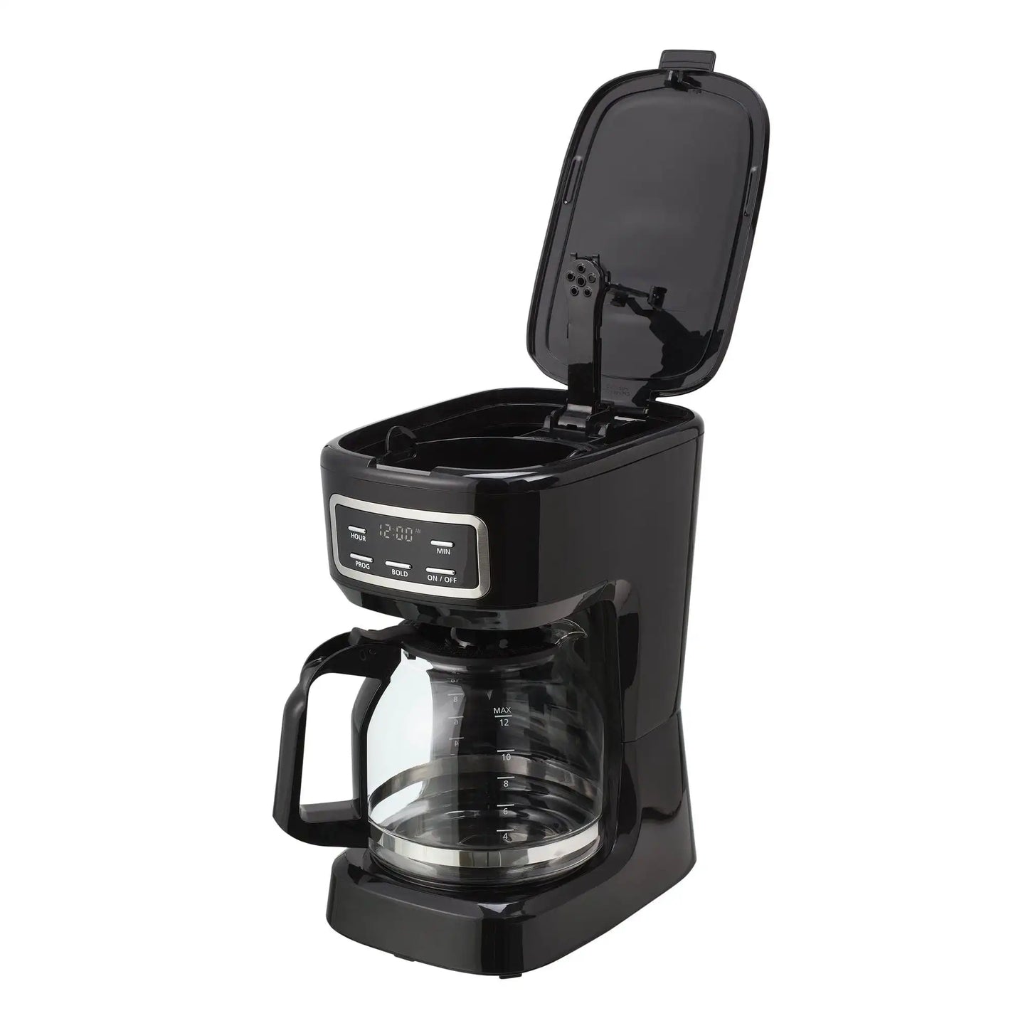 1.8L Black 12-Cup Programmable Drip Coffee Maker for Family or Parties