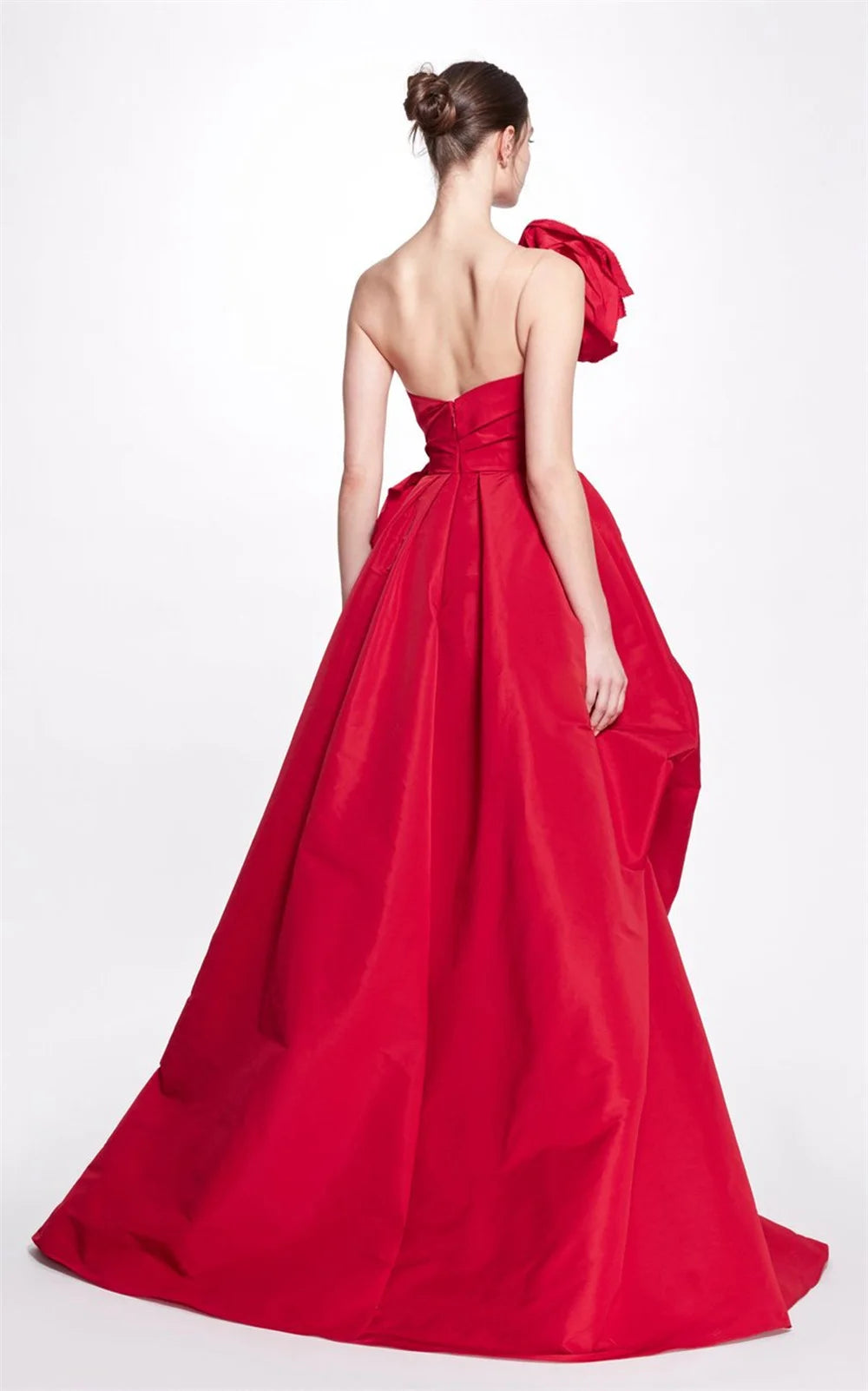 Elegant Satin A-line Gown with 3D Flower One Shoulder Formal Dress
