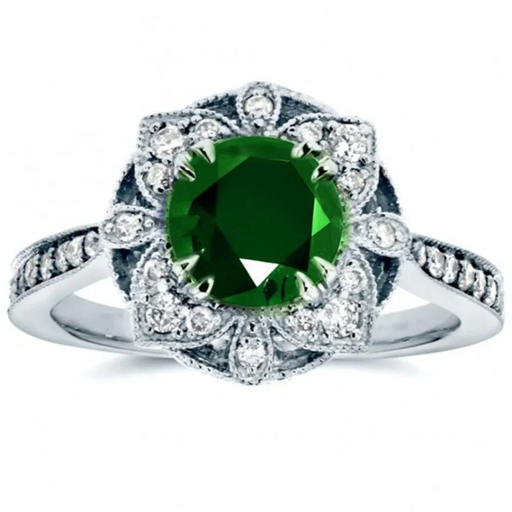 Luxury Fashion Green Zirconia Crystal Ring for Women