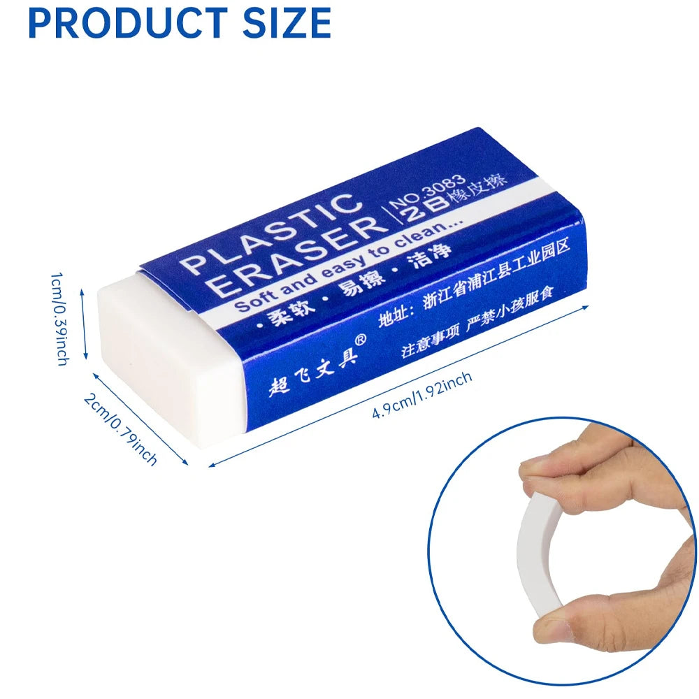 1-90Pcs 2B Pencil Erasers Soft Large PVC Rubber Eraser for School Office Kids Drawing