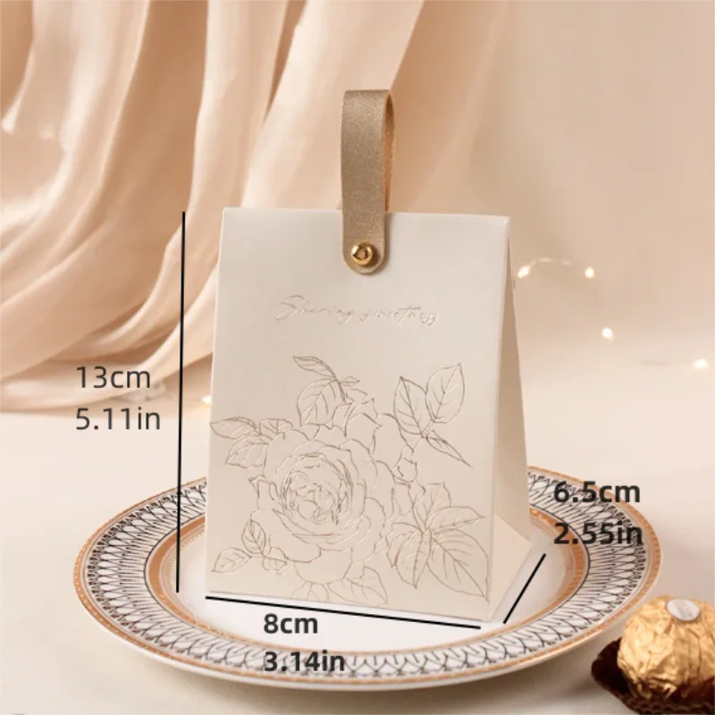 20/50Pcs New Cream White Wedding Box Vintage French Hand-Held Champagne Bow Texture Anniversary Festival High Quality Paper Box