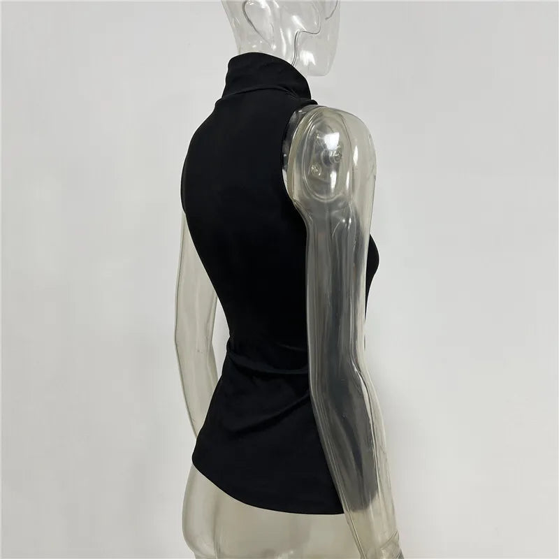 Turtleneck Basic Knit Women Tank Tops