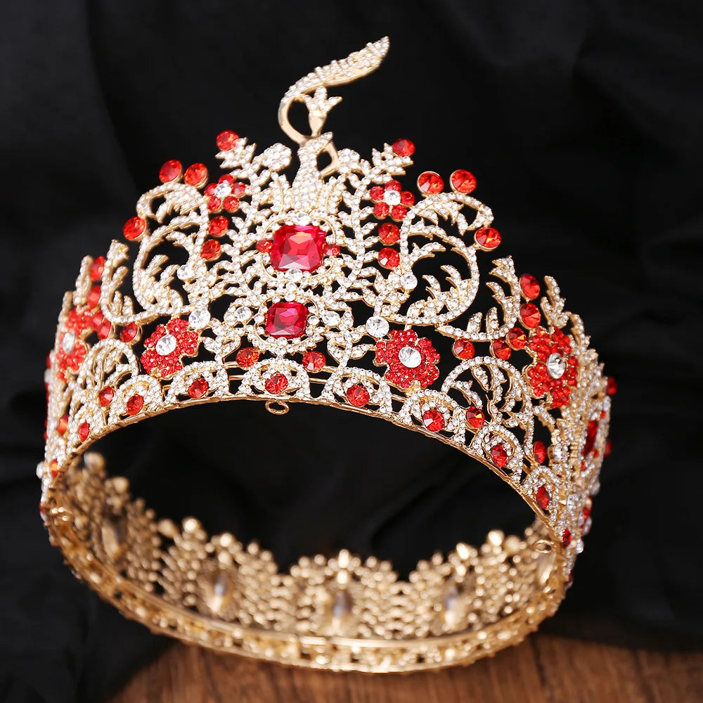 Baroque Rhinestone Crystal Crown Tiaras Hair Accessory For Bridal Wedding & Beauty Pageant