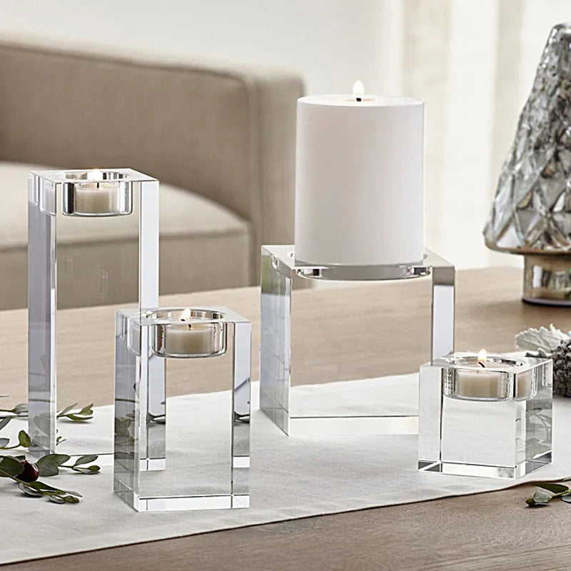 Romantic Clear Crystal Candle Holder Wedding & Home Decorations